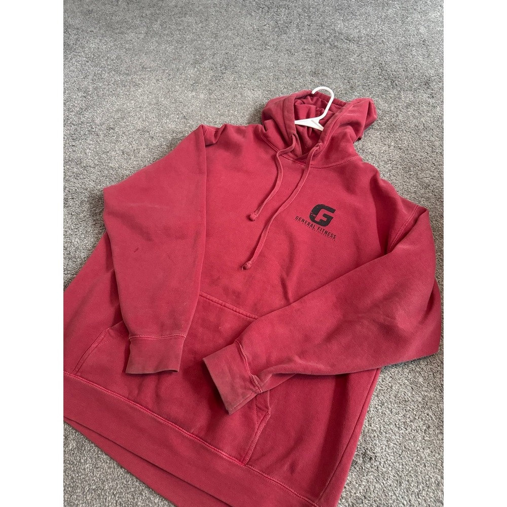 General Fitness Hoodie Sweatshirt Pullover Red Graphic Men Size L Heavy Duty - Picture 7 of 9
